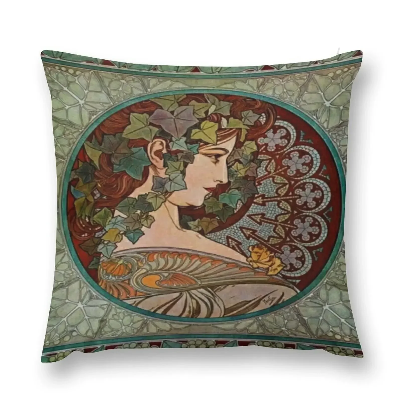 

Alphonse mucha - lvy, 1860 - 1939 Throw Pillow Decorative Sofa Cushion ornamental pillows for living room pillow