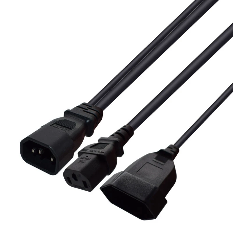 Y Type Splitter Power Cord,Iec320 3 Pin C14 to Male C13+2 Hole Eu 4.0mm Female Socket Ac Power Cord