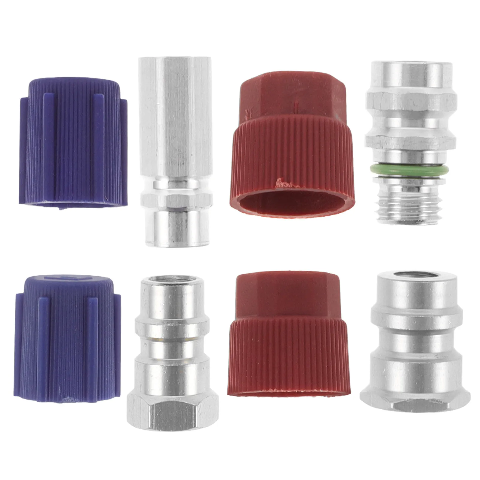 

4Pcs Thread Conversion Adapter High Low Pressure Quick Connect Retrofit Kit for R502 to R134a Car Air Conditioner