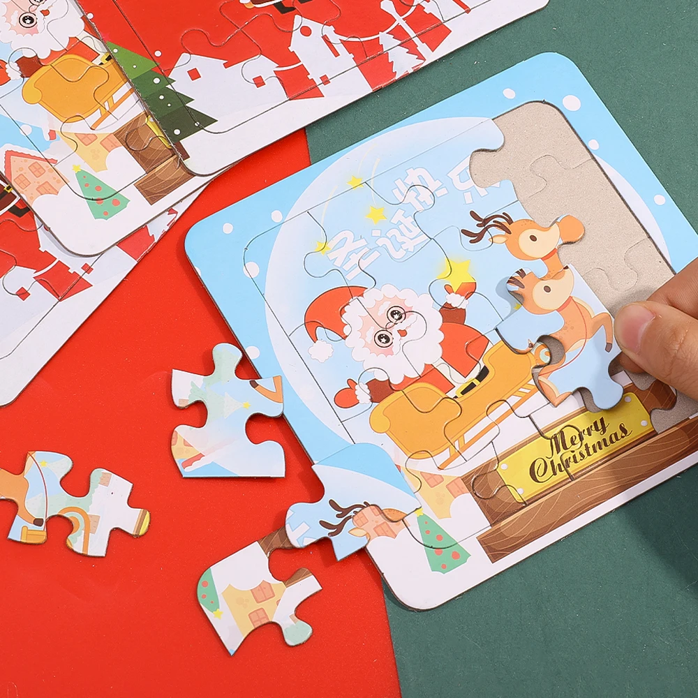 1/2 stücke Weihnachten Puzzle Spielzeug Santa Claus Muster Papier Quadrat Puzzle Baby frühe Bildung Puzzle Spielzeug Cartoon Puzzle Spiel Geschenke