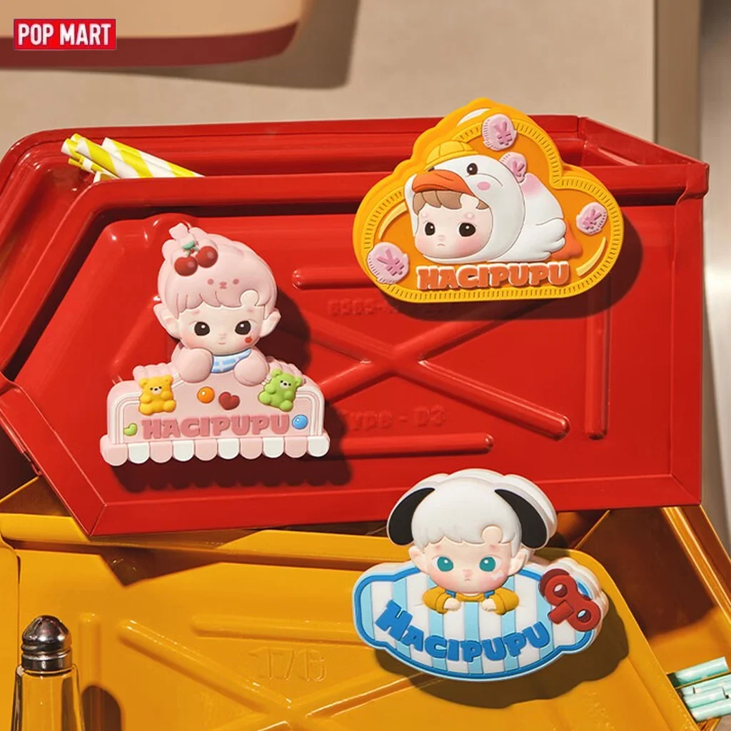 POP MART HACIPUPU ซีรีส์เครื่องเดินทางในเวลาแบบหมุนได้ - ตัวหนีบซิลิโคนติดตู้เย็น กล่องสุ่ม ของตกแต่งน่ารัก
