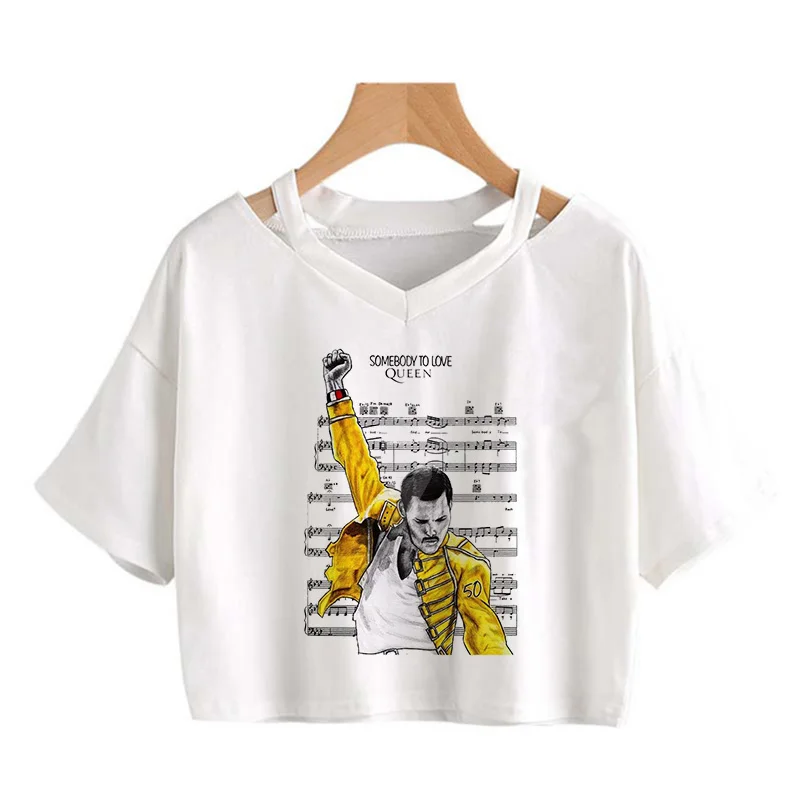 The Queen Band Freddie Mercury T Shirt Women Harajuku Fashion Crop Tops Tshirt Korean Style Ullzang T-shirt Camisa Mujer Female