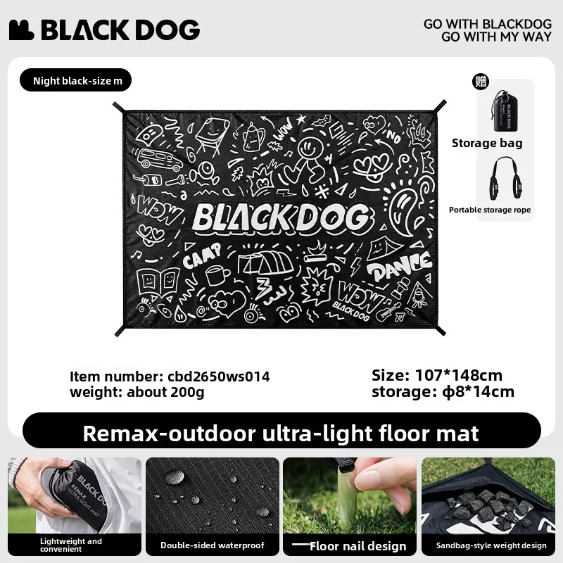 Blackdog Outdoor Picknickmat Verdikte vochtbestendige mat Graffiti Tide Cool Fashion Ultralichte waterdichte campingmat Draagbaar