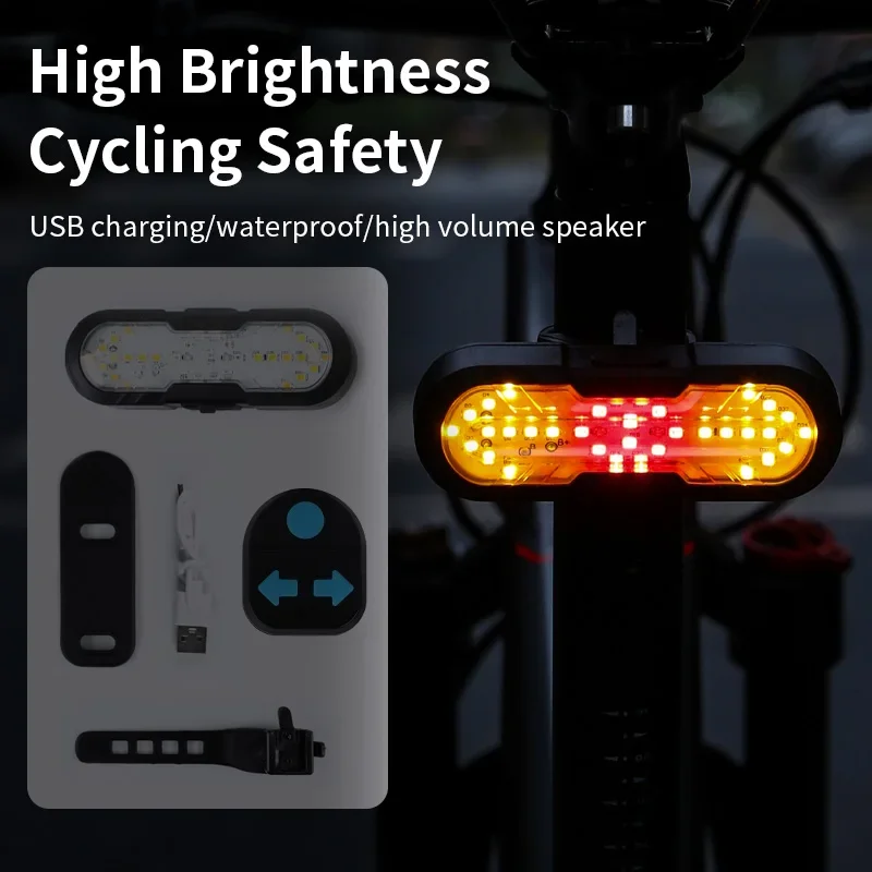 

Waterproof Bike Turn Signal Taillight With Sound Rechargeable Road Bicycle Rear Light With Remote Control Bicycle Light