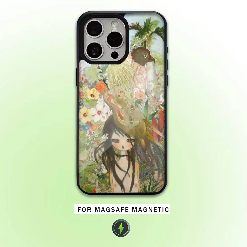 حافظة هاتف يابانية ART Aya Takano لهاتف iPhone17,16,15,14,13,12,11 Plus، Pro Max Magnetic للشحن اللاسلكي Magsafe