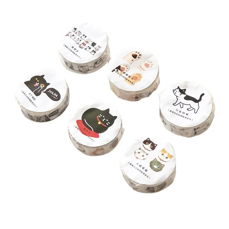 6pcs/lotCreative Cute Cat Washi Tape Decorative Tape Girly Cute Strong Adhesion Easy To Use Stationary   Washi Tape