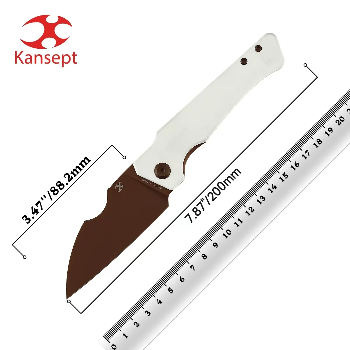 

Складные ножи Kansept K1033 Egress 3,47 дюйма, лезвие CPM S35VN с покрытием из розового золота и плотным карбоном из углеродного волокна/белой ручкой G10, карманная EDC