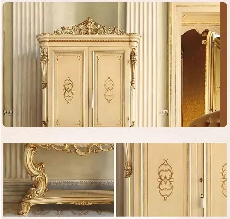 Massivholzschnitzerei Blumen Weinschrank Villa Luxus High-End dekorativer Schrank Wohnzimmer Wand Eingang Spind hoher Kabine