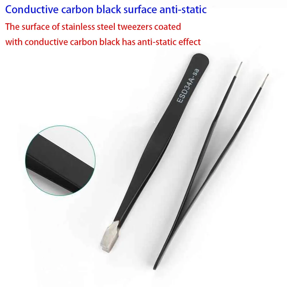 1/3/5 Pcs Of Precision Anti-Static ESD Stainless Steel Tweezers Electronic Maintenance Tools Welding Process Tools