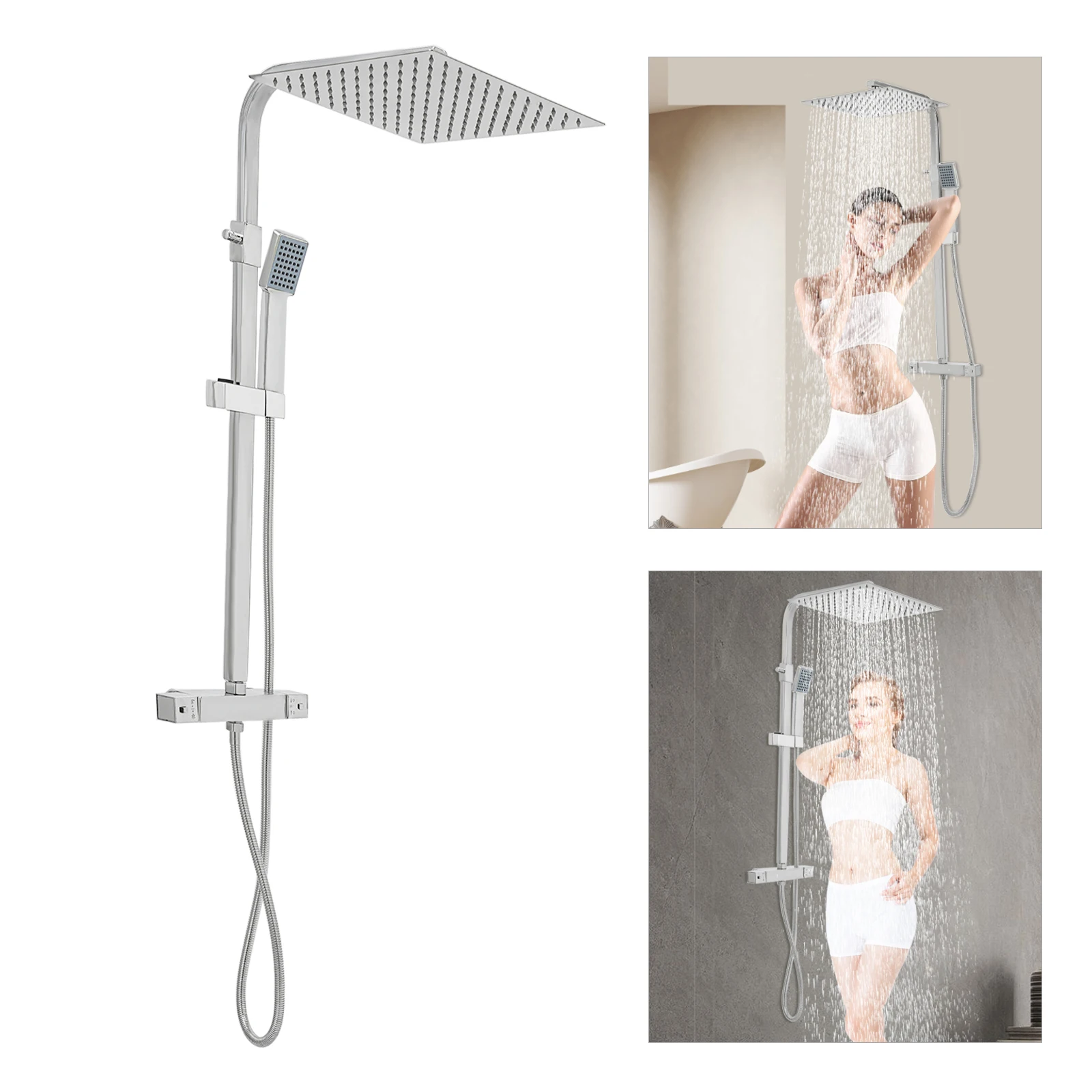 Shower Head Shower Set, Shower System W/ Intelligent 100.4℉ Thermostatic Anti-Scalding Valve Lock