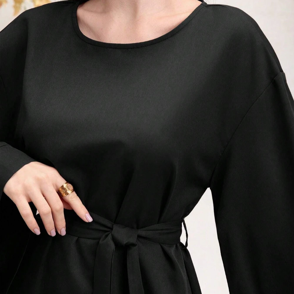 High Quality Women Abaya Dress With Free Belt Fashion Muslim Ramadan Eid Islamic Clothing Dubai Turkey Soft And Breathable Robe