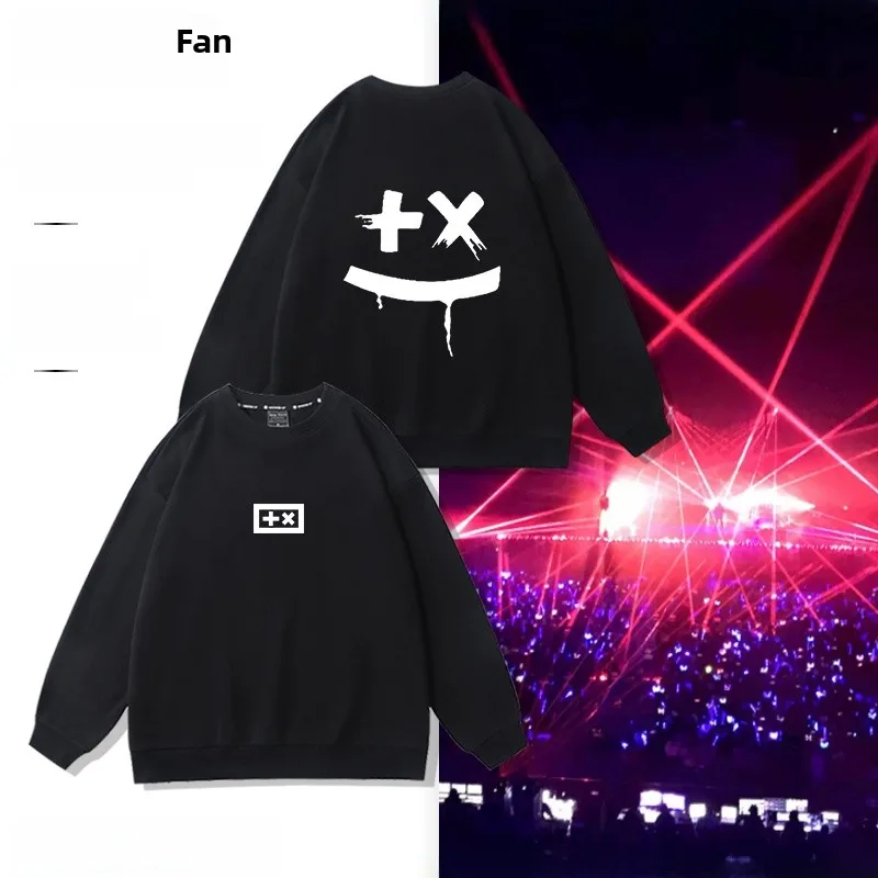 

Осенне-зимний длинный свитшот Fce на подкладке Gx с логотипом из чистого хлопка, удобная свободная посадка, повседневная толстовка с круглым принтом Ne