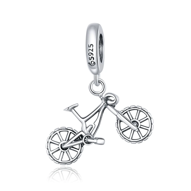 AliExpress WOSTU 925 Sterling Silver Heart Bead Bicycle Charm Fit Original Bracelet DIY Necklace Pendant Cool Style Jewelry CTC384