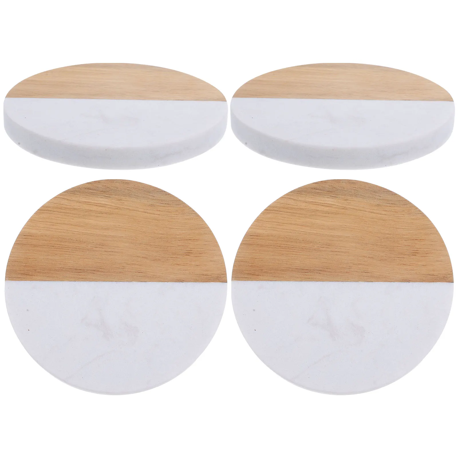 

4 Pcs Marble Wood Coasters Protective Bottle Mats Anti Skid Tumbler Pads Heat Resistant Home Kitchen Bar Hotel Use Easy Clean