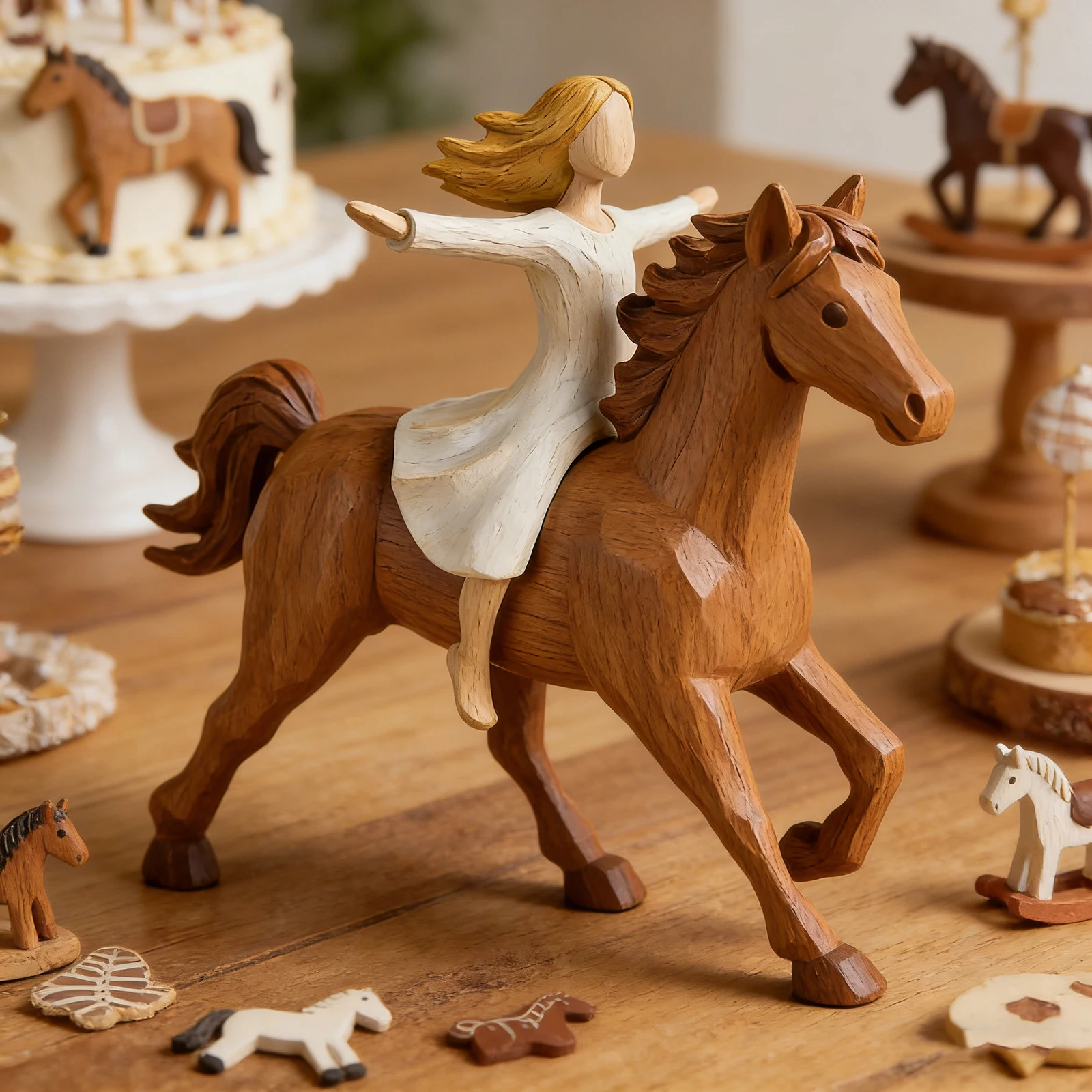 resin-free-spirit-horse-rider-figurine-classic-horses-and-girl-statues-fade-resistant-for-lovers-equestrian-memorial-gift
