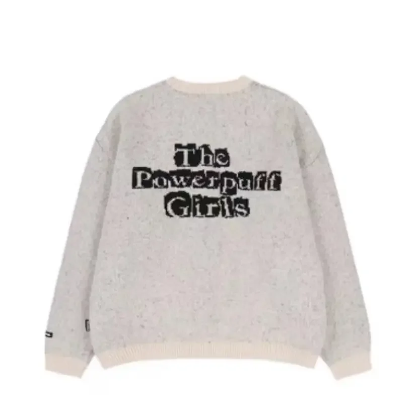 De Powerpuff Girls Anime Sweater Meisjes Lente en Herfst Vest Rits Gebreide Trui Losse en Warme Boterbloem Trui