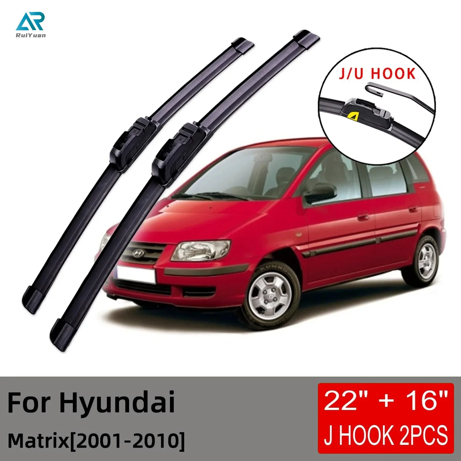 

For Hyundai Matrix 2001 2002 2003 2004 2005 2006 2007 2008 2009 2010 Front Wiper Blades Brushes Cutter Accessories U J Hook