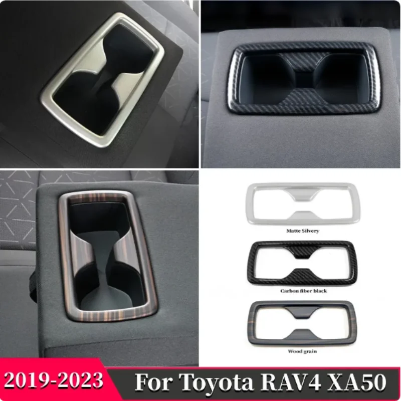 

Car Rear Seat Armrest Box Water Cup Covers Trim Stick Interior Accessories Decoration Frame For Toyota Rav4 2019 -2023