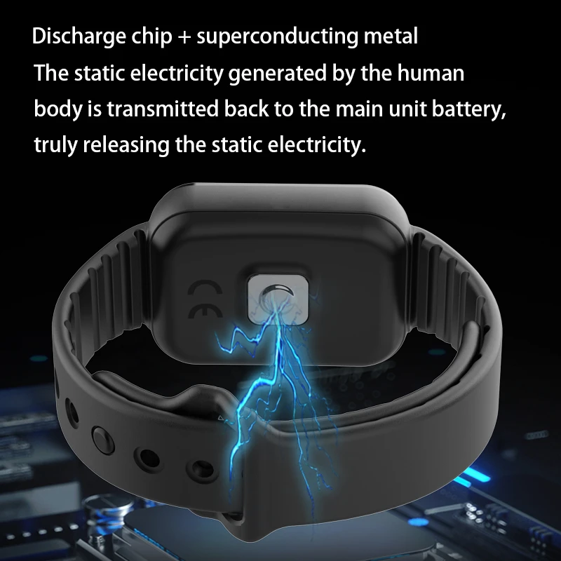 Cinturino antistatico Corpo invernale Eliminatore di scarica statica Orologio antistatico wireless Batteria incorporata unisex 2025 Nuovo