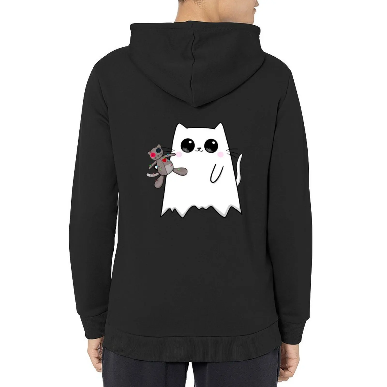 

Ghosty Cat with Voodoo Kitty Hoodie japanese style mens clothing autumn new in hoodies