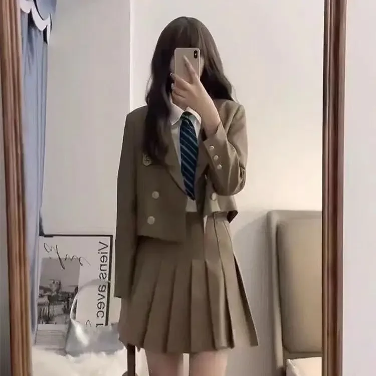 اليابانية طالب زي مدرسي الكورية أزياء الخريف الشتاء الحلل مدرسة بنات مطوي تنورة سيدة البدلة الزي الرسمي مجموعة