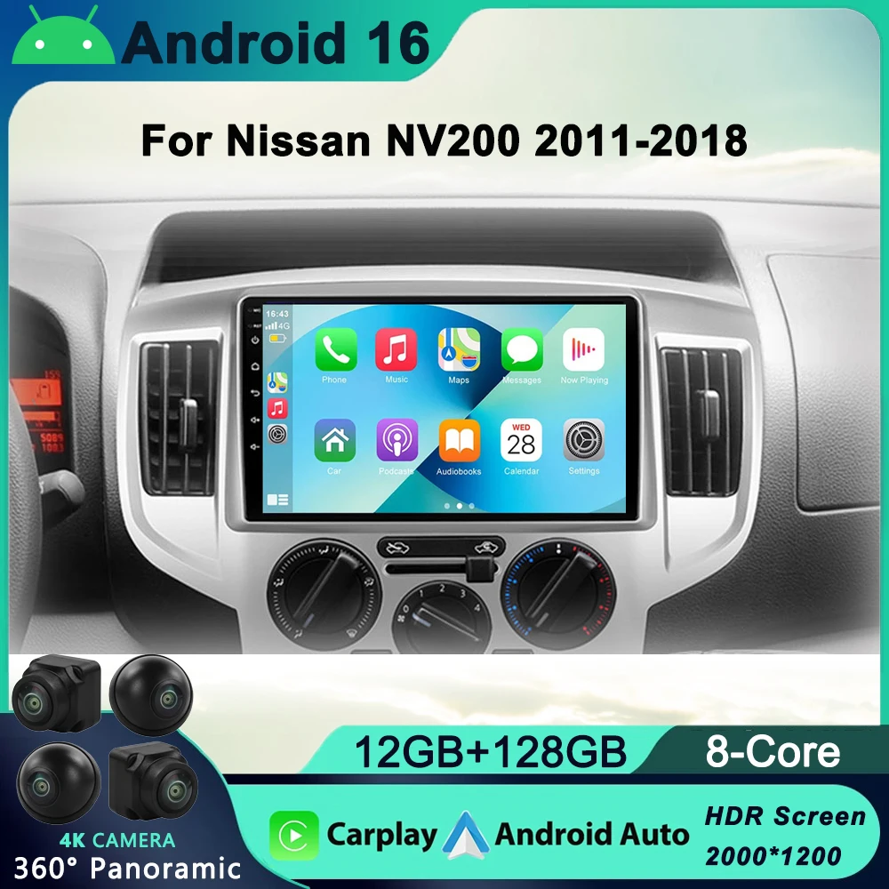

Android 16 Car Radio For Nissan NV200 2011 2015 2016 2017-2018 2din Car Multimedia Player Stereo Carplay Auto Radio DVD
