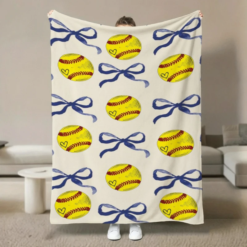 Blue White Soccer Flower Vine Sports Flannel Blanket For Active Bedroom Decor Soft Warm Throw Blanket Wrap