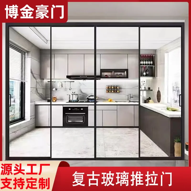 for Sliding Door Aluminum Alloy Kitchen Partition Bathroom Living Room Balcony Toilet Very Narrow Translation Glass Door