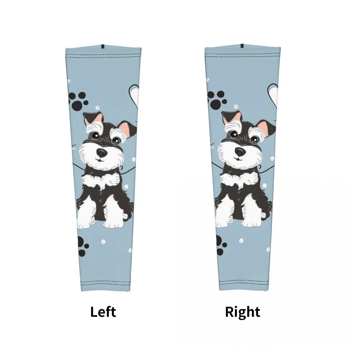 愛黒と白のミニチュアシュナウザー屋外アームスリーブ太陽紫外線保護カバー夏サイクリングタトゥースリーブ