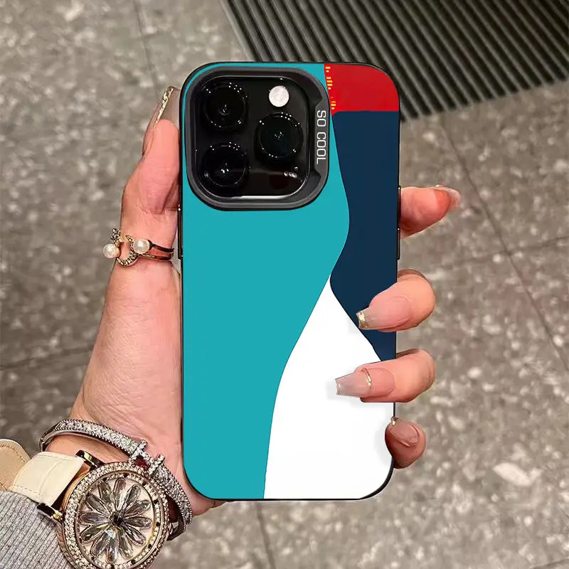 

Splicing color block phone case suitable for iPhone 16 15 14 13 12 11 Pro/Max/Plus anti fingerprint and shockproof back cover