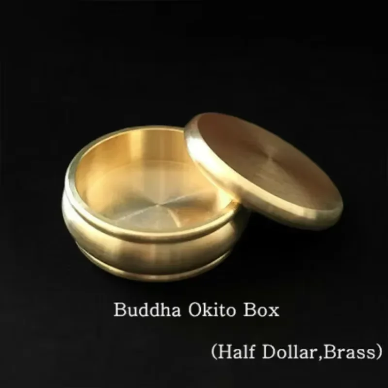 Buddha Okito Box for Half Dollar Brass Coin Magic Trick Close Up Magic Coin Penetrate Magia Magicians Prop Accessory Illusion