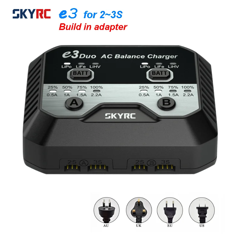 SKYRC E3 Duo AC 2.2A 2X20W Balance Charger for 2-3S Battery RC FPV Racing Drone RC Quadcopter Multicopter Multirotor RC Parts