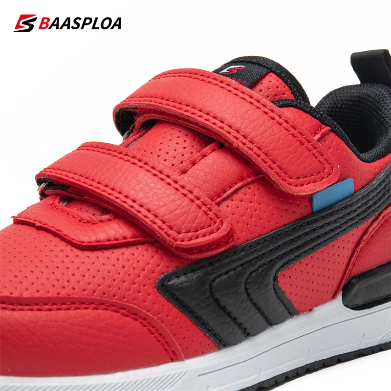 Baasploa 2023 Children Skate Shoes Leather Sneakers Casual Kids Lightweight Walking Skateboarding Shoes Boys Girls Non-Slip