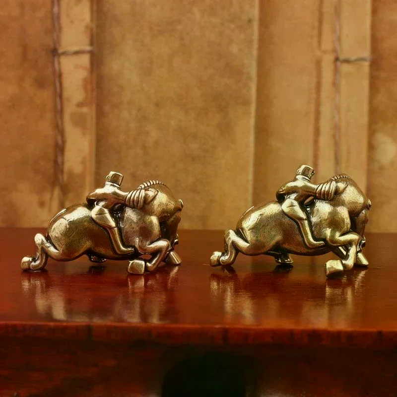 1Pcs Child Riding Home Office Desktop Decoration 2026 Year Of Horse Brass Feng Shui Horse Figurines Miniatures Gift