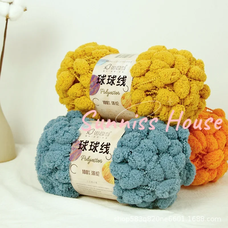 150g Rainbow Ball Yarn Colorful Pom Pom Polyester Yarn，for Knitting Blanket Cushion Line Crochet Mat Thread 28m Eco-dyed Thread