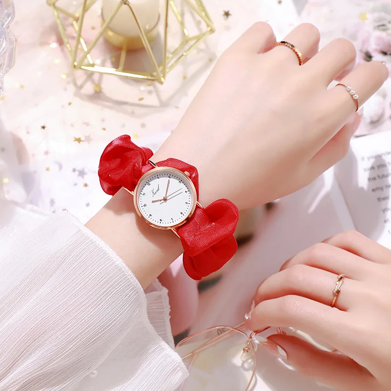 Montre Femme Creative Ribbon Women\'s Quartz Watches Ladies Color Fabric Belt Wristwatch for Women Stylish Dress Reloj Mujer