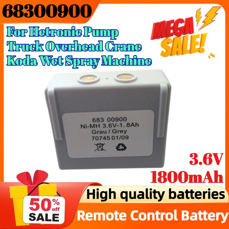 

68300900 3.6V 1800mAh Battery for Hetronic Pump Truck Overhead Crane Koda Wet Spray Machine Remote Control Battery