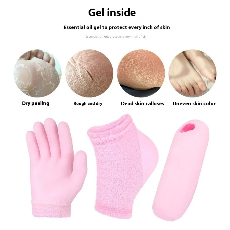 Гелевые носки на каблуке из перьевой пряжи, короткие без пальцев, нескользящие силиконовые перчатки для рук, защитные рукава из растительного волокна с полным носком