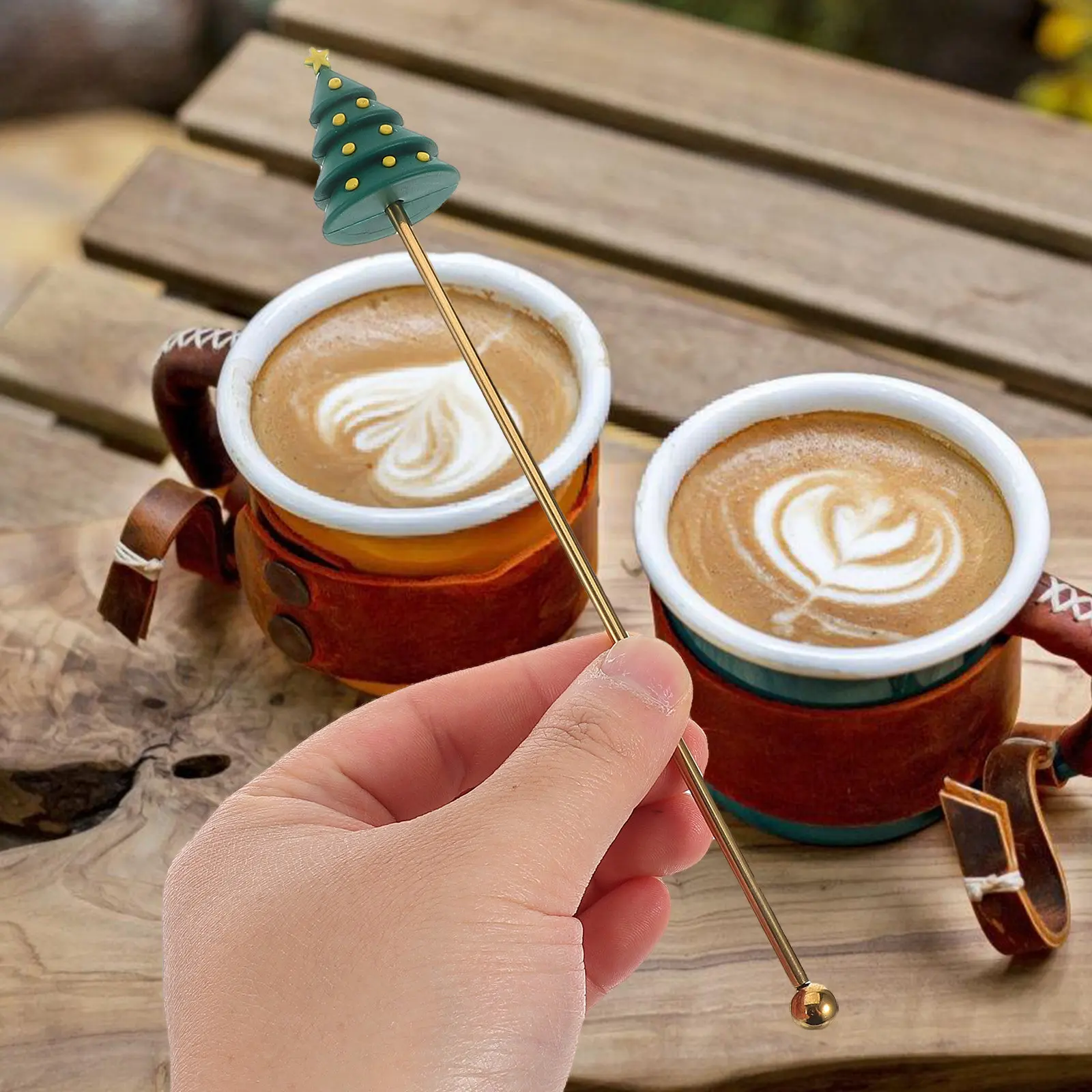 Christmas Coffee Stir Stick Holiday Drink Stainless Steel Metal Christmas Party Supply Swizzle Stick for Beverages