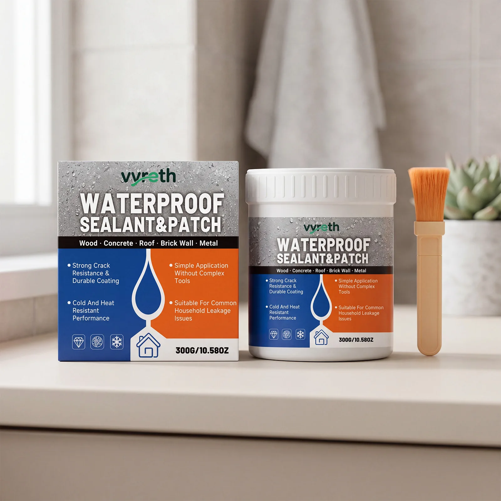 Multi Surface Waterproof Sealant Repair Paste, Polymer Quick Dry Moistures Proof Coating for Tile Metal Glass Woods