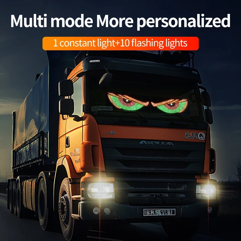 Demon Eyes Vehicle Signal Lights LED Eyes Light Warning Strobe Lights USB Plug-in Matrix Panel Decorations for Car Windshield