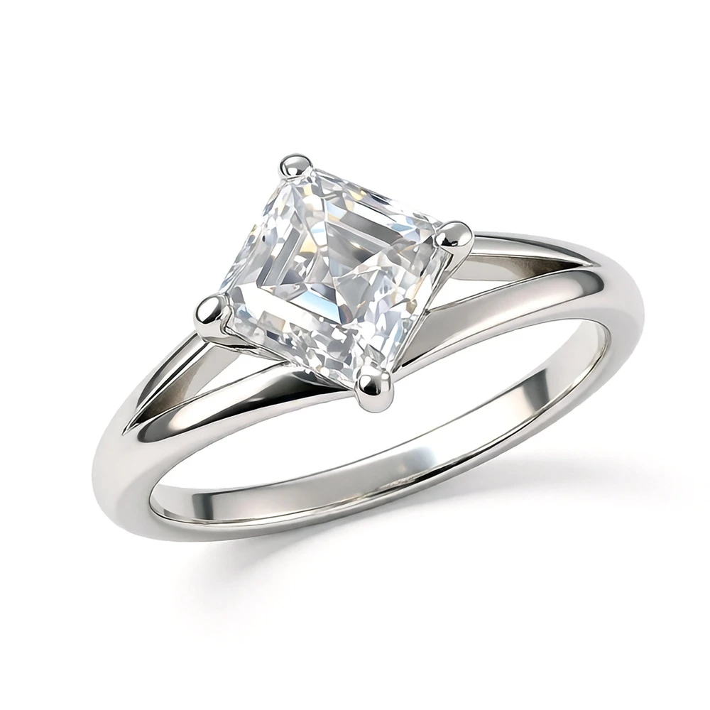 6*6mm1ct Moissanite Ring S925 Sterling Silver Plated with 18K Gold Wedding Rings for Woman Marry Anniversary Party Jewelry Gift
