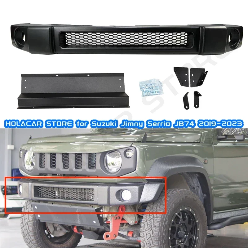 Автомобильный пластиковый узкий передний бампер со светодиодной подсветкой от бампера для Suzuki Jimny JB64 JB74 JC74 2019 2020 2022 2023 2024