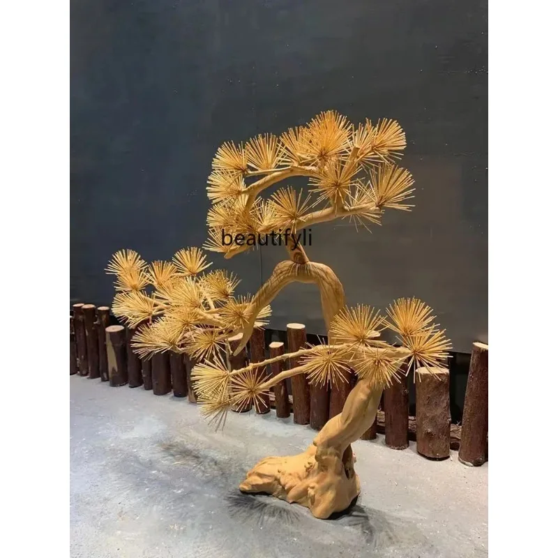 Artificial Pine Tree Large Interior Decoration Fake Trees Landscape Hotel Hallway Sales Office Dried Wood Ornaments