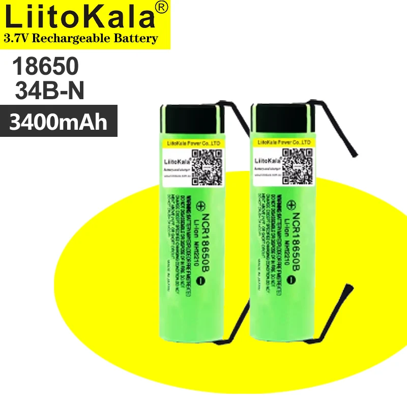 1-40 шт. LiitoKala 34B-N 100% оригинал NCR18650B 3,7 В 18650 3400 мАч литиевая аккумуляторная батарея для фонарика + никель «сделай сам»
