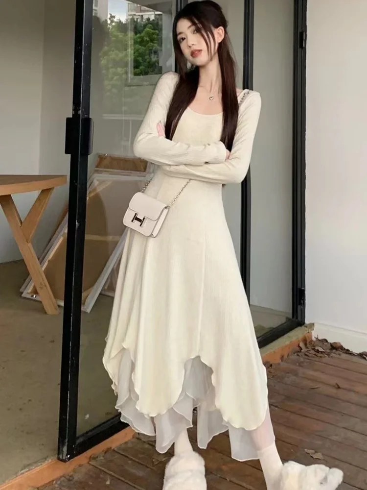 

Sunset Tie-Dye Elegant Vintage Women's Dresses 2025 Printing Slimming Slash Collar Flare Sleeves Long Dress Holiday New Vestidos
