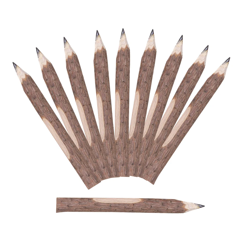 Biodegradable Pencil Long Writing Pencils Wooden Students Drawing Kids Small Tree Bark