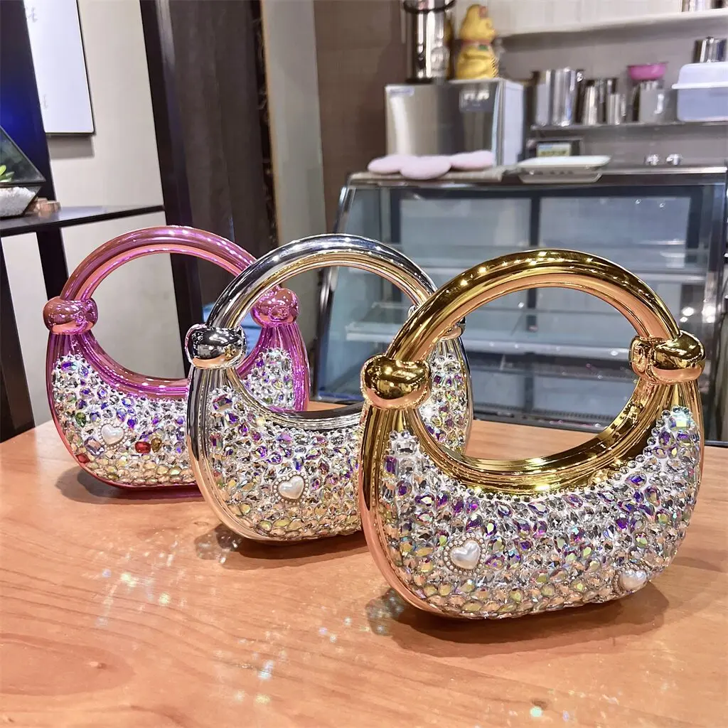New Rhinestone Dinner Bag Women's Fashion Evening Dress High-grade Hand Carry Shoulder Crossbody Bags for Women