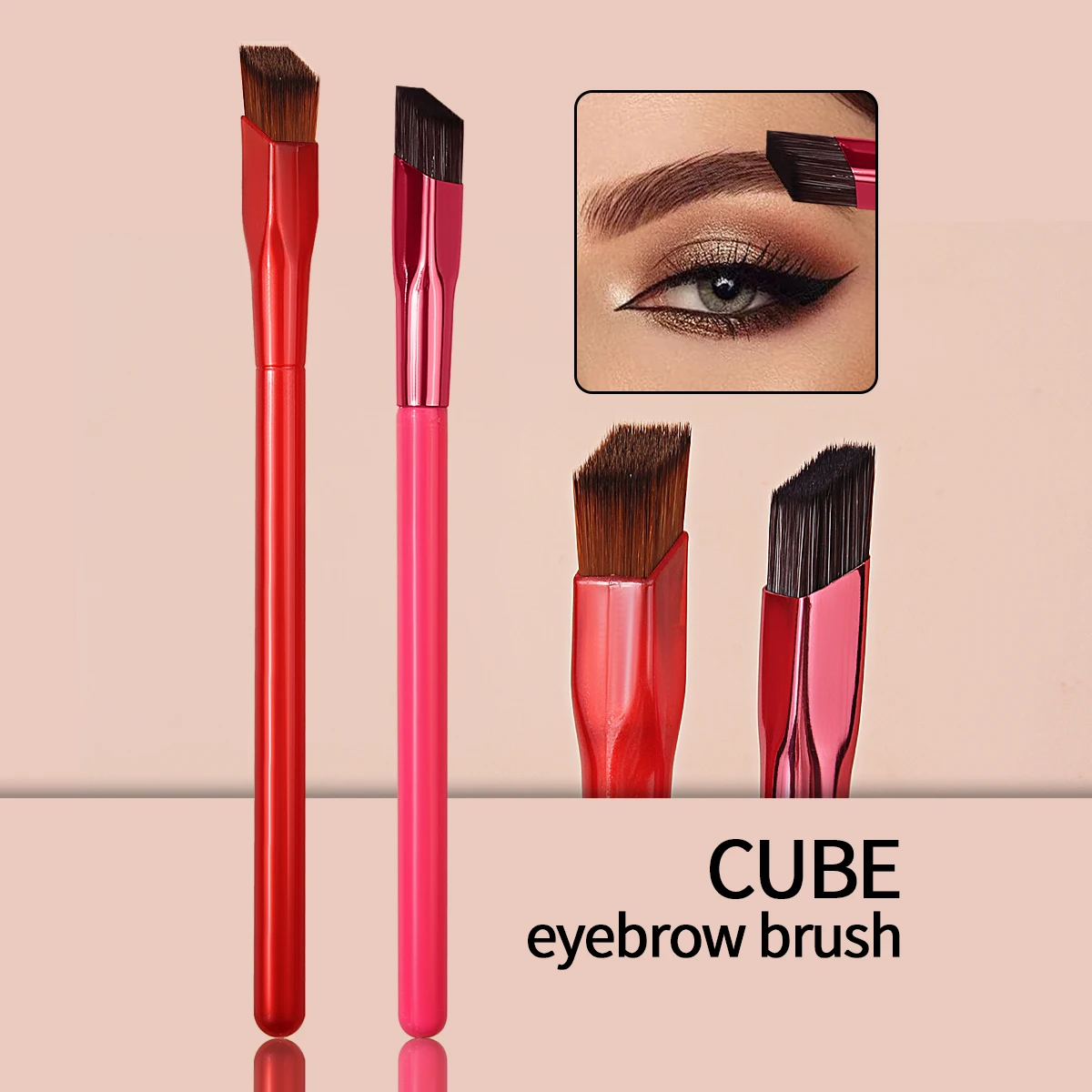 2 Stück Wild Eyebrow Brush Multifunktions-Make-up-Pinsel mit simulierten Augenbrauenhaaren, quadratischer, stereoskopischer Pinsel für die Haarlinie, Augenbrauen-Werkzeug