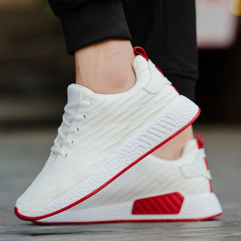 Men Outdoor Commute Sneakers Smooth Plain Shape Soft Flexible Insole Shock Absorbing Breathable Mesh Footwear